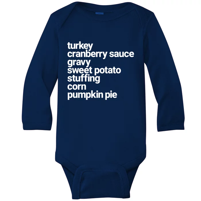 Thanksgiving Dinner U Funny Turkey Day Holiday Gift Baby Long Sleeve Bodysuit