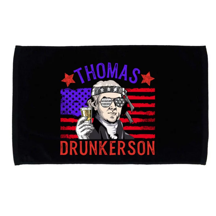 Thomas Drunkerson Vintage Patriotic 4th Of July Flag Funny Gift Microfiber Hand Towel