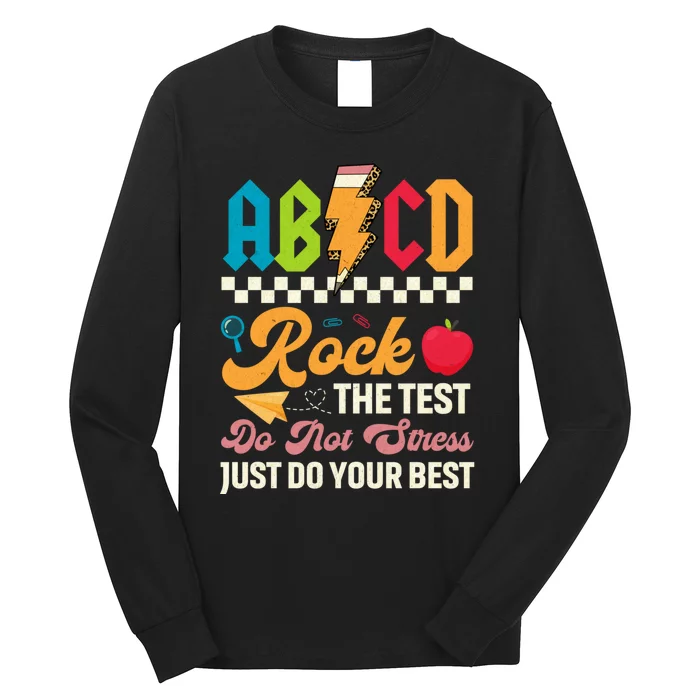 Test Day Vintage Testing Abcd Rock The Test Day Teachers Students Long Sleeve Shirt