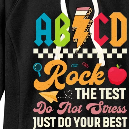 Test Day Vintage Testing Abcd Rock The Test Day Teachers Students Women's Fleece Hoodie