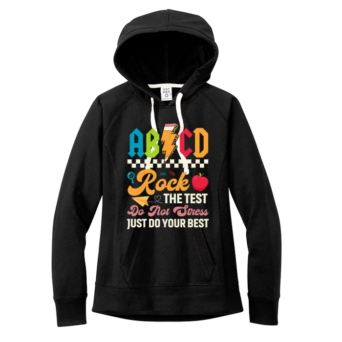 Test Day Vintage Testing Abcd Rock The Test Day Teachers Students Women's Fleece Hoodie