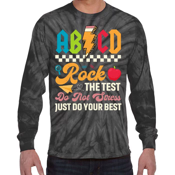 Test Day Vintage Testing Abcd Rock The Test Day Teachers Students Tie-Dye Long Sleeve Shirt