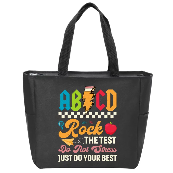 Test Day Vintage Testing Abcd Rock The Test Day Teachers Students Zip Tote Bag