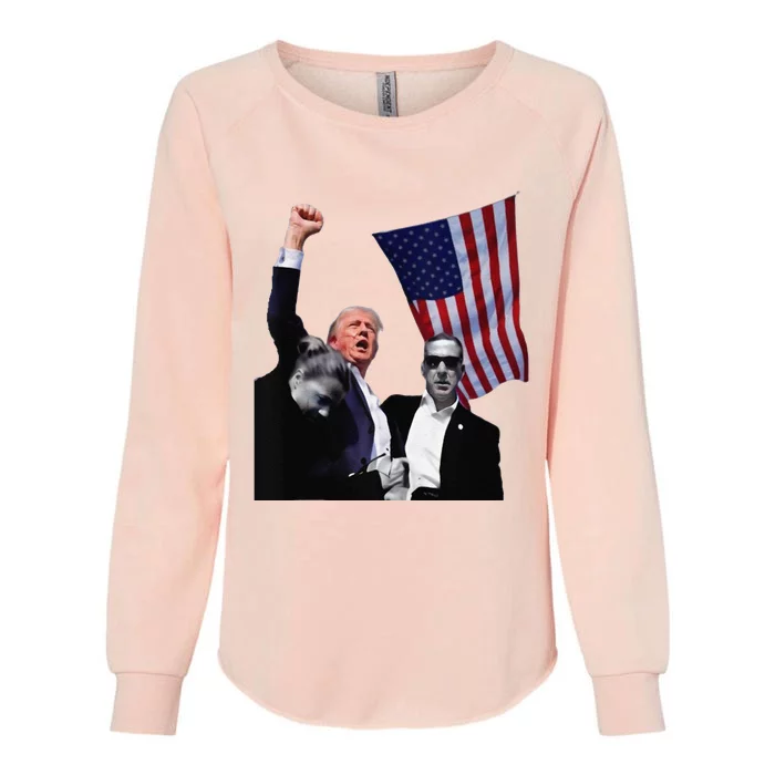 Trump Defiant Victory July 13th 2024 Rise Up America Womens California Wash Sweatshirt