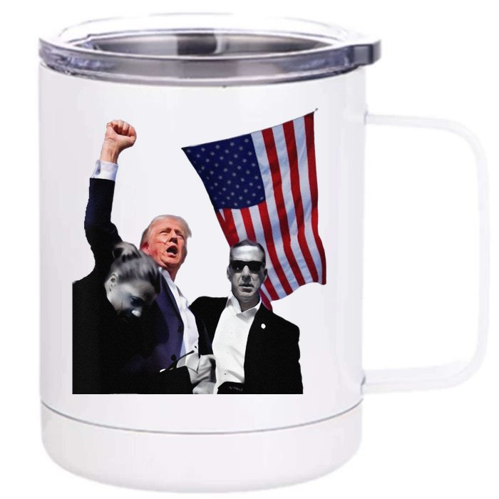 Trump Defiant Victory July 13th 2024 Rise Up America Front & Back 12oz Stainless Steel Tumbler Cup