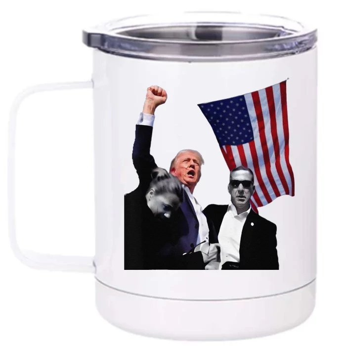 Trump Defiant Victory July 13th 2024 Rise Up America Front & Back 12oz Stainless Steel Tumbler Cup