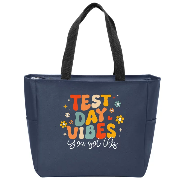 Test Day Vibes Groovy Testing Day Teacher Student Exam Zip Tote Bag