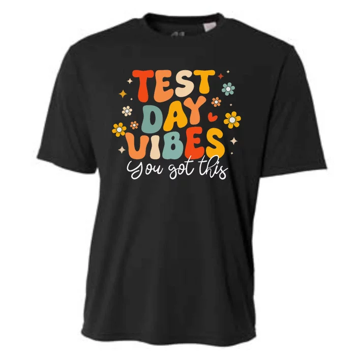 Test Day Vibes Groovy Testing Day Teacher Cooling Performance Crew T-Shirt