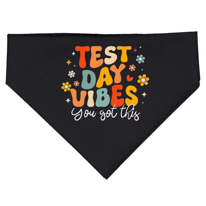 Test Day Vibes Groovy Testing Day Teacher USA-Made Doggie Bandana