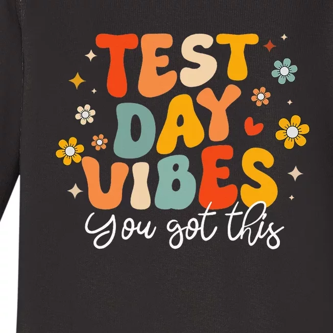 Test Day Vibes Groovy Testing Day Teacher Baby Long Sleeve Bodysuit