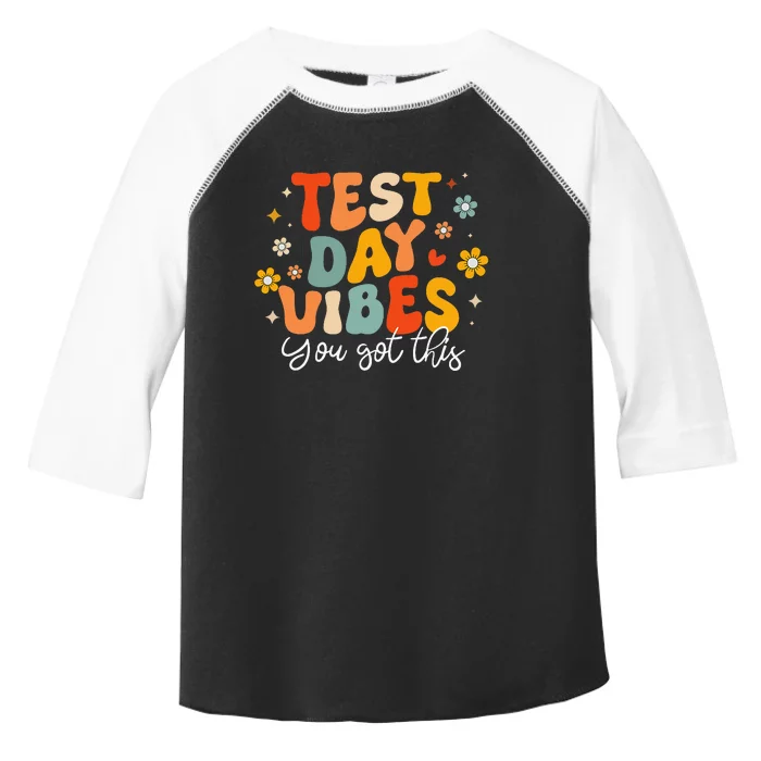 Test Day Vibes Groovy Testing Day Teacher Toddler Fine Jersey T-Shirt