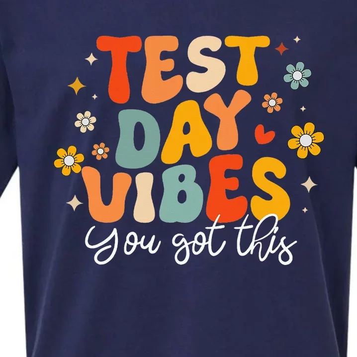 Test Day Vibes Groovy Testing Day Teacher Sueded Cloud Jersey T-Shirt