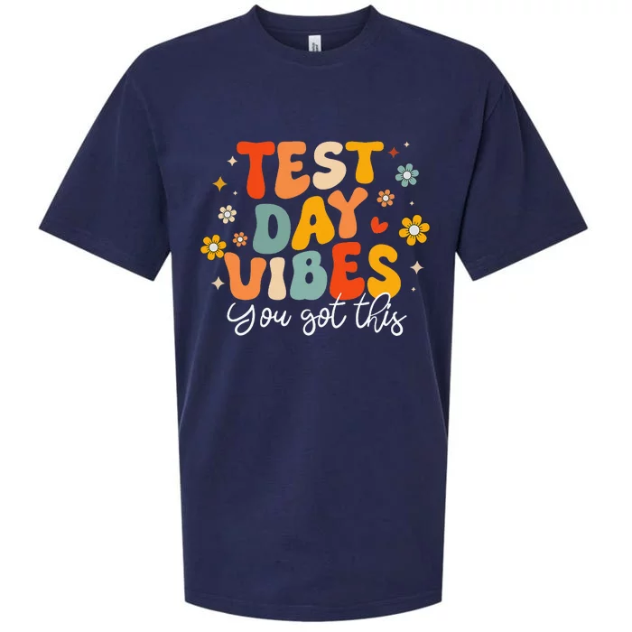 Test Day Vibes Groovy Testing Day Teacher Sueded Cloud Jersey T-Shirt