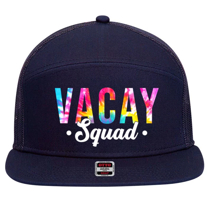 Tie Dye Vacay Squad Vacay Mode On Family Vacation Squad Gift 7 Panel Mesh Trucker Snapback Hat