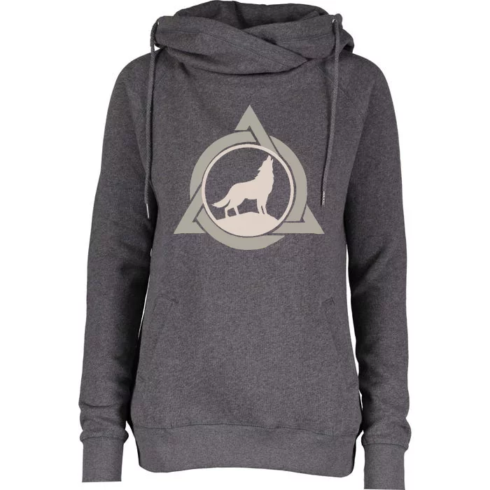 Theta Delta Wolf Therian Gear Therianthropy Symbol Otherkin Womens Funnel Neck Pullover Hood