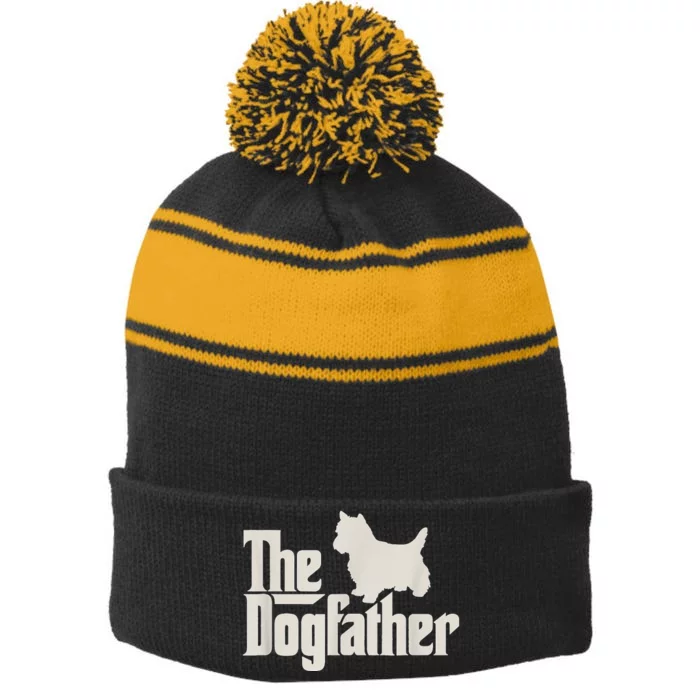 The Dogfather West Highland White Terrier Dog Daddy Dogs Stripe Pom Pom Beanie