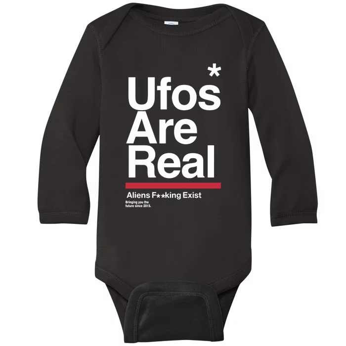 Tom Delonge Wearing Ufos Are Real Aliens Fucking Exist Baby Long Sleeve Bodysuit