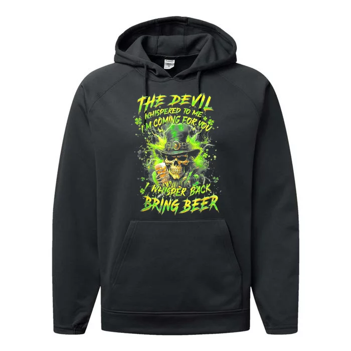 The Devil Whispered To Me IM Coming For You I Whisper Back Performance Fleece Hoodie