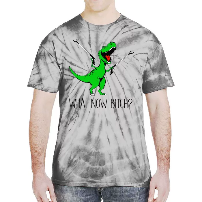 TRex Dinosaur What Now Bitch Funny Tyrannosaurus Rex Tie-Dye T-Shirt