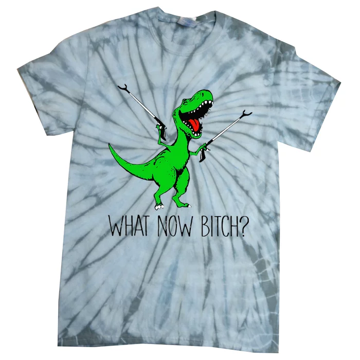 TRex Dinosaur What Now Bitch Funny Tyrannosaurus Rex Tie-Dye T-Shirt