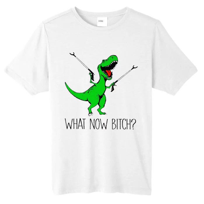 TRex Dinosaur What Now Bitch Funny Tyrannosaurus Rex ChromaSoft Performance T-Shirt