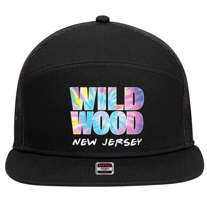 Tie Dye Wildwood New Jersey Souvenir 7 Panel Mesh Trucker Snapback Hat