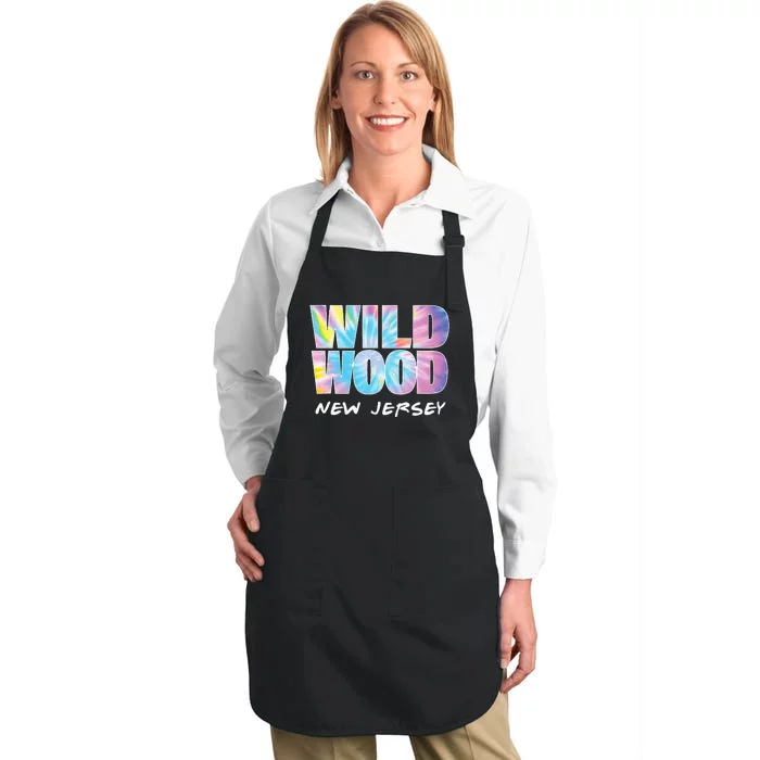 Tie Dye Wildwood New Jersey Souvenir Full-Length Apron With Pocket