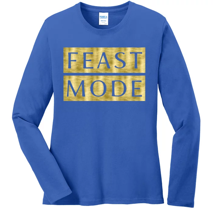 Thanksgiving Dark Yellow Feast Mode Gift Ladies Long Sleeve Shirt