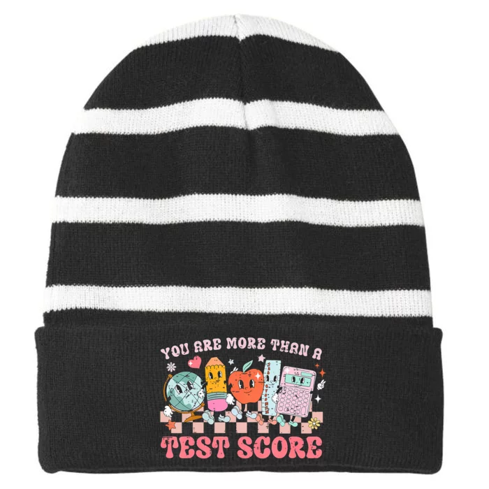 Testing Day You Are More Than A Test Score Striped Beanie with Solid Band