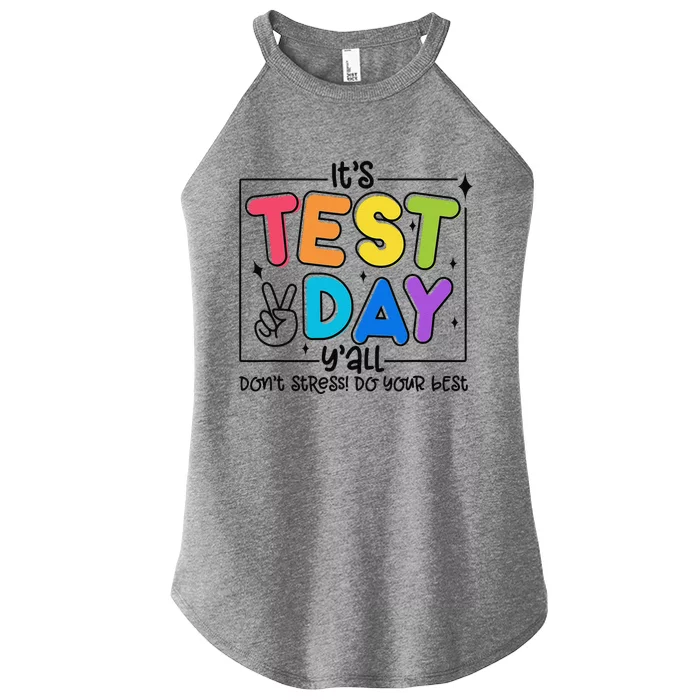 Testing Day YAll Rock The Test 1 2 3 Motivational Women’s Perfect Tri Rocker Tank