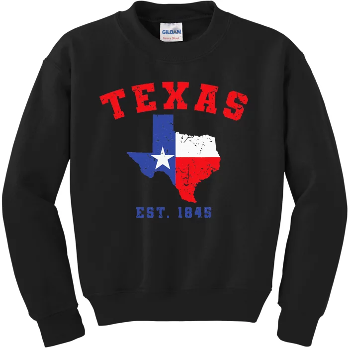 Texas Est. 1845 Texas Pride Home State Texan Kids Sweatshirt