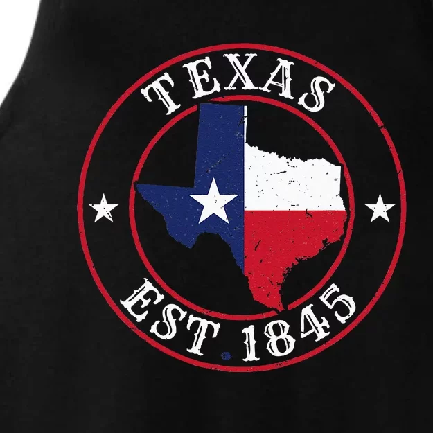 Texas Est 1845 Texan Home State Texas Pride Ladies Tri-Blend Wicking Tank