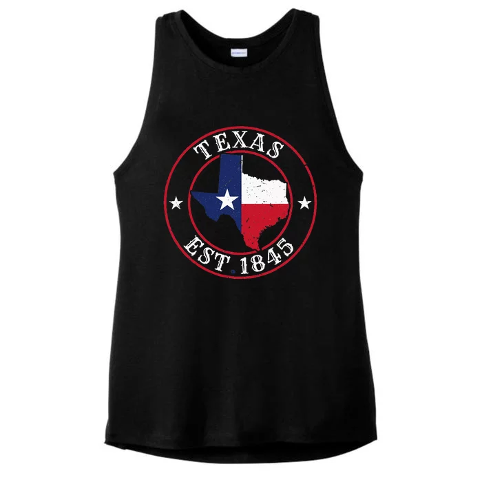 Texas Est 1845 Texan Home State Texas Pride Ladies Tri-Blend Wicking Tank