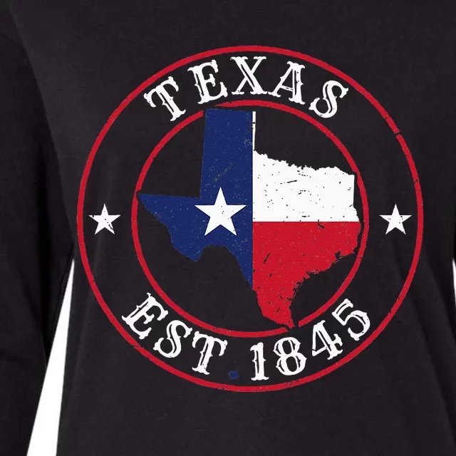 Texas Est 1845 Texan Home State Texas Pride Womens Cotton Relaxed Long Sleeve T-Shirt