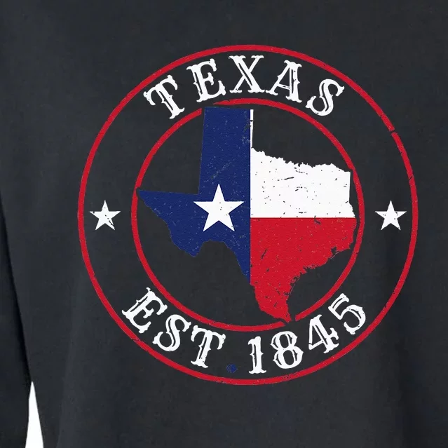 Texas Est 1845 Texan Home State Texas Pride Cropped Pullover Crew