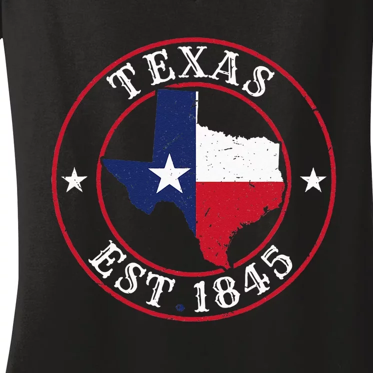 Texas Est 1845 Texan Home State Texas Pride Women's V-Neck T-Shirt