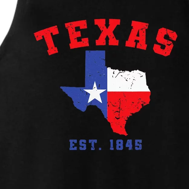 Texas Est 1845 Texas Pride Home State Texan Ladies Tri-Blend Wicking Tank