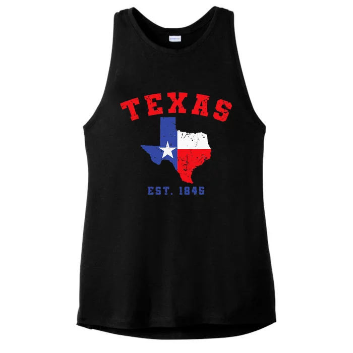 Texas Est 1845 Texas Pride Home State Texan Ladies Tri-Blend Wicking Tank