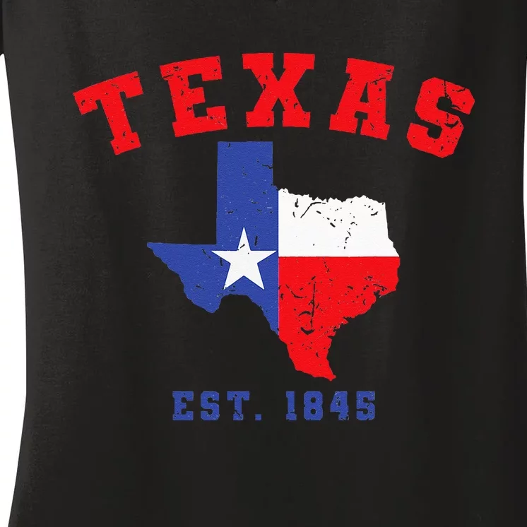 Texas Est 1845 Texas Pride Home State Texan Women's V-Neck T-Shirt