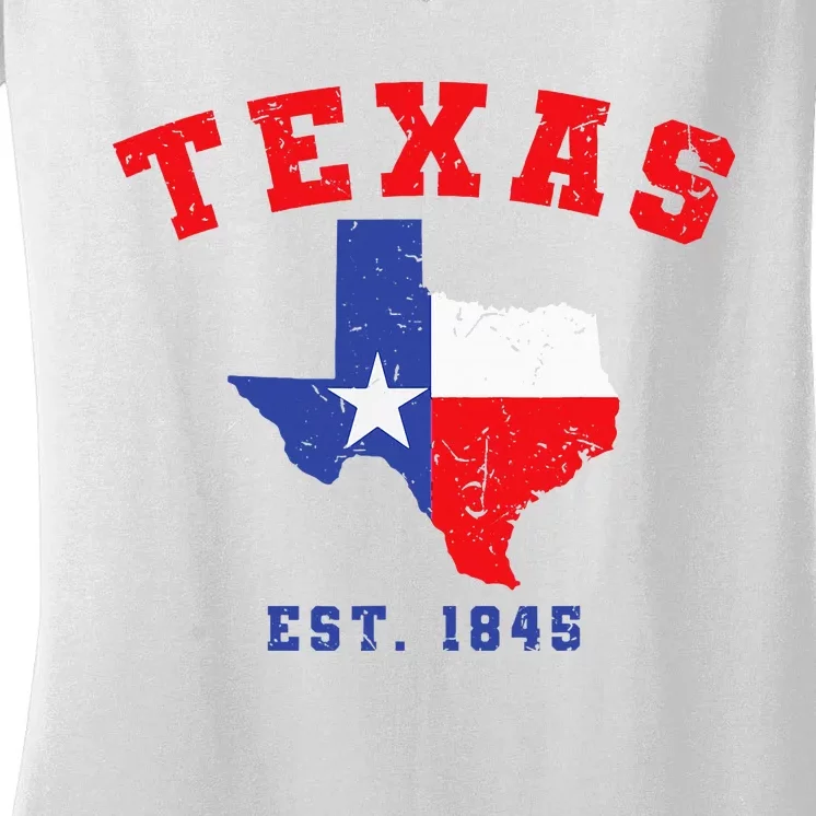 Texas Est. 1845 Texas Pride Home State Texan Women's V-Neck T-Shirt