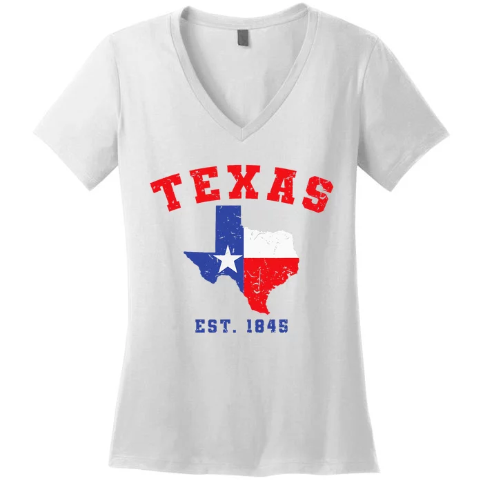 Texas Est. 1845 Texas Pride Home State Texan Women's V-Neck T-Shirt