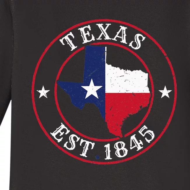 Texas Est 1845 Texan Home State Texas Pride Baby Long Sleeve Bodysuit