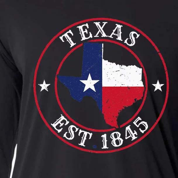 Texas Est 1845 Texan Home State Texas Pride Cooling Performance Long Sleeve Crew