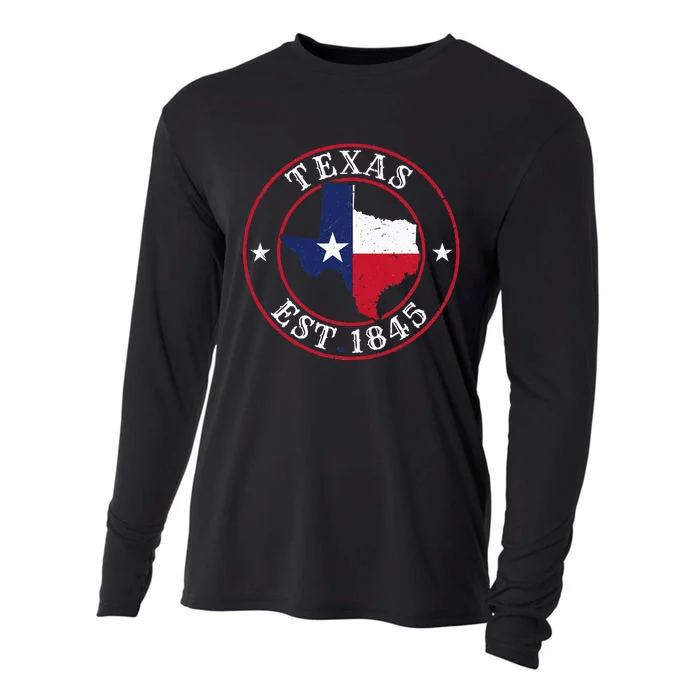 Texas Est 1845 Texan Home State Texas Pride Cooling Performance Long Sleeve Crew