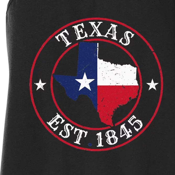 Texas Est 1845 Texan Home State Texas Pride Women's Racerback Tank