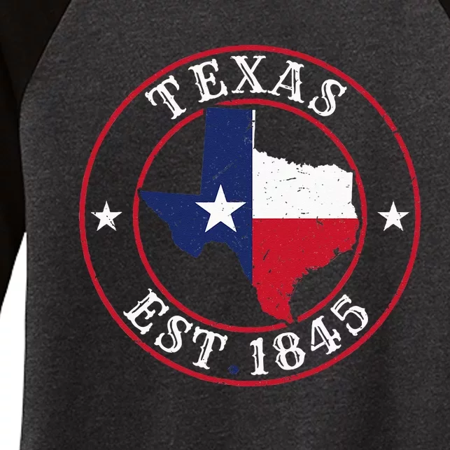 Texas Est 1845 Texan Home State Texas Pride Women's Tri-Blend 3/4-Sleeve Raglan Shirt