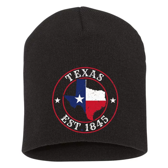 Texas Est 1845 Texan Home State Texas Pride Short Acrylic Beanie