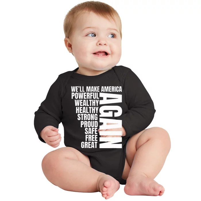 Trump Election 2024 Trump President Great Again Baby Long Sleeve Bodysuit