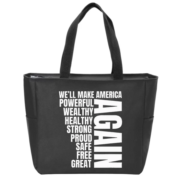 Trump Election 2024 Trump President Great Again Zip Tote Bag