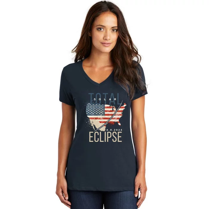 Total Eclipse 2024 Women's V-Neck T-Shirt